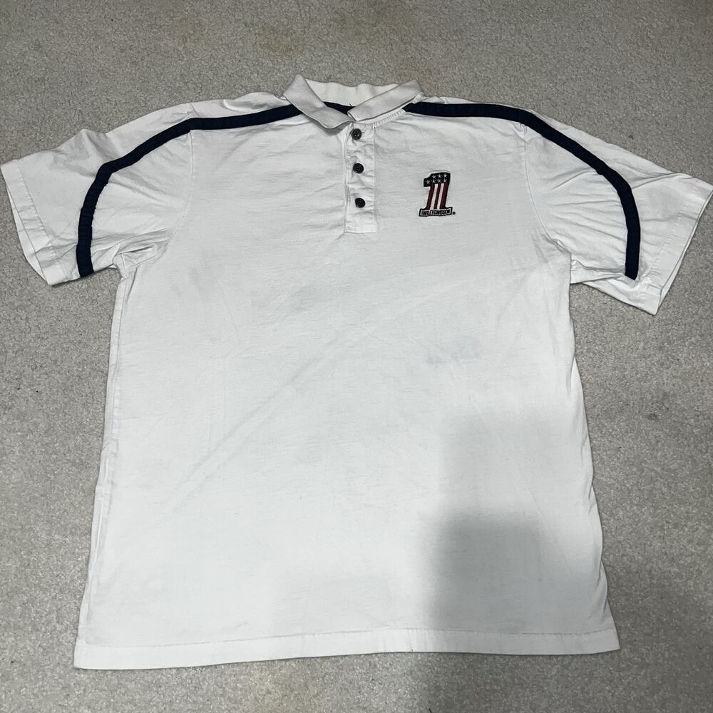VTG Harley Davidson Men Polo Shirt White Short Sleeve Large Janesville Wisconsin
